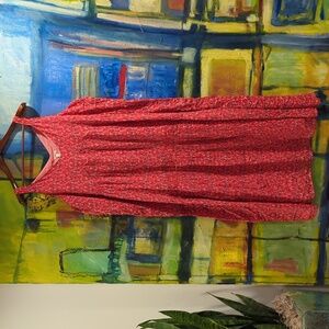 Joie pink/red/black print 3 tiered maxi dress XL